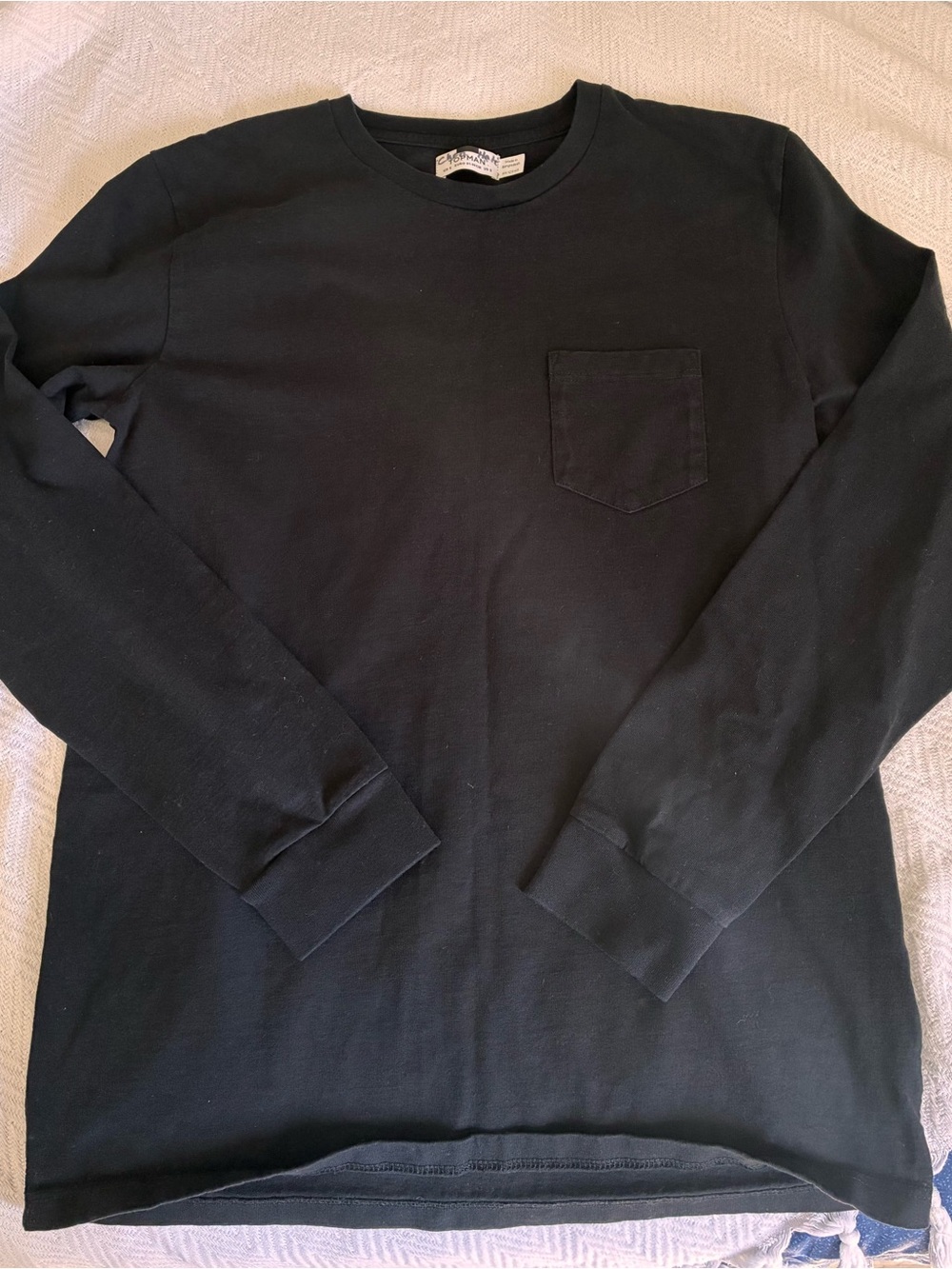 Topman Black Long Sleeve Pocket Tee